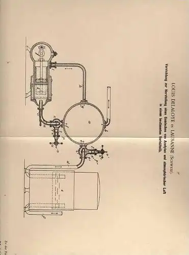 Original Patentschrift - L. Delaloye in Lausanne , 1900 , Herstellungsapparat für Kraftstoff - Luft Gemisch , Lambda !!!