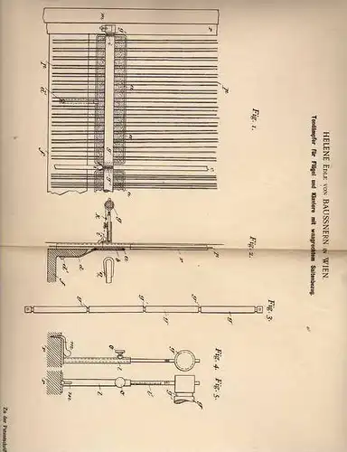 Original Patentschrift - Helene Edle von Baussnern in Wien , 1900 , Tondämpfer für Flügel und Klavier !!!