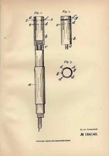 Original Patentschrift - Federhalter , 1904 , F. Brown in New York , Faber , Pelikan !!!
