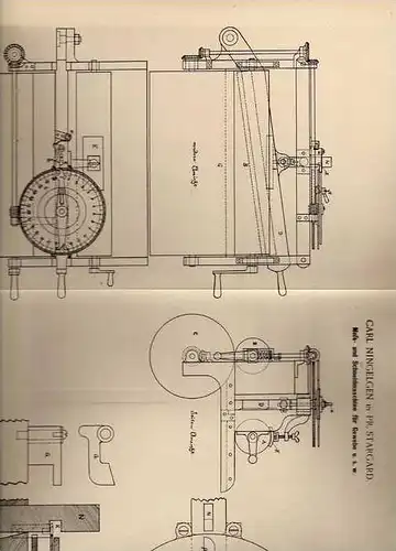 Original Patentschrift - C. Ningelgen in Pr. Stargard , 1894 , Meß- und Schneidmaschine für Gewebe !!!