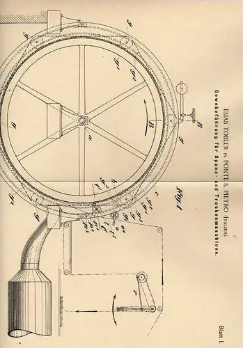Original Patentschrift - E. Tobler in Ponte S. Pietro , Italien , 1899 , Spann- und Trockenmaschine für Gewebe !!!