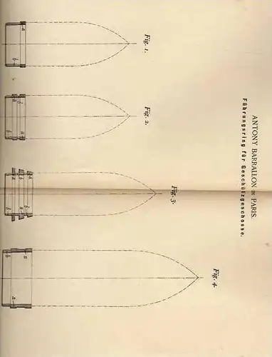 Original Patentschrift - Munition , Geschoss , Patrone , 1899 , A. Barrallon in Paris !!!