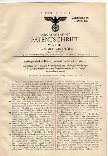 Original Patentschrift - Brown AG in Baden , Schweiz , 1935 , Schaltung , Schweißgerät !!!