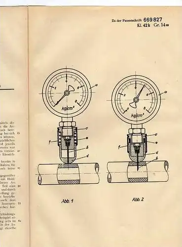 Original Patentschrift - Druckluftmesser , 1936 , Flottmann AG in Herne , Westfalen !!!