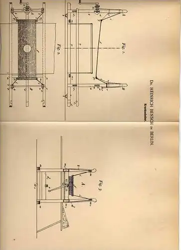 Original Patentschrift - Krankenheber , Arzt , Krankenhaus , 1899 , Dr.H. Bensch in Berlin !!!