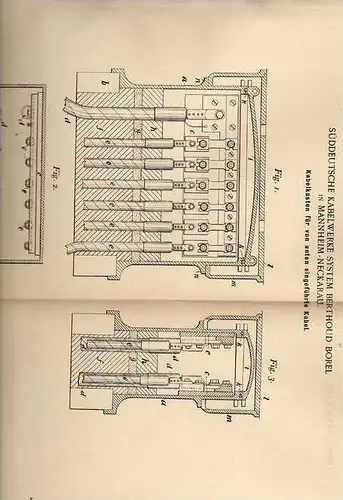 Original Patentschrift - Süddeutsche Kabelwerke in Mannheim - Neckarau ,1900, Kabelkasten , Stromkasten , Elektriker !!!