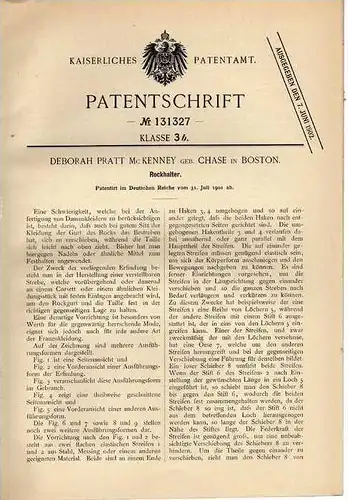 Original Patentschrift - Rockhalter , 1901, D. Mc Kenney in Boston , Korsett , corset , corsage !!!