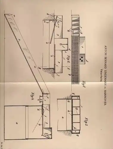 Original Patentschrift - B. Lindemann in Hannover ,1900, Tierfalle , Jagd , Jäger !!!