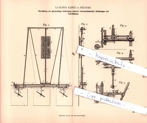 original Patent - Ljubomir Kleritj in Belgrad , 1893 , Instrumente !!!