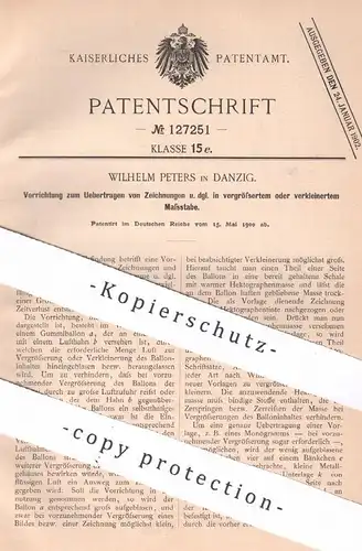 original Patent - Wilhelm Peters , Danzig , 1900 , Übertragen von Zeichnungen in versch. Maßstab | Monogramm !!