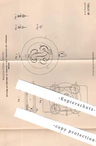 original Patent - Wilhelm Peters , Danzig , 1900 , Übertragen von Zeichnungen in versch. Maßstab | Monogramm !!