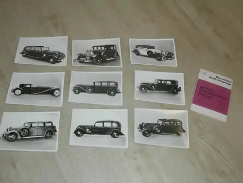 Fotokarten - Historische Fahrzeuge in Mappe - Oldtimer , mit technischen Daten und Ausstattung !!!