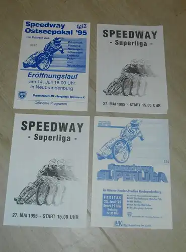 Speedway Neubrandenburg 1995 , 4x Programmheft / Programm / Rennprogramm , program !!!