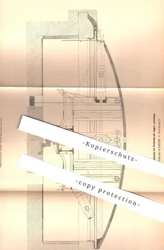 original Patent - Schumann , Biebrich Mosbach , 1878 , Gepanzerte Laffete mit Hemmung des Geschützrücklaufes | Waffen !