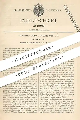 original Patent - Christian Otto , Frankfurt / Main , 1882 , Photometer | Fotometer | Fotograf , Photography , Kamera !!