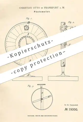 original Patent - Christian Otto , Frankfurt / Main , 1882 , Photometer | Fotometer | Fotograf , Photography , Kamera !!