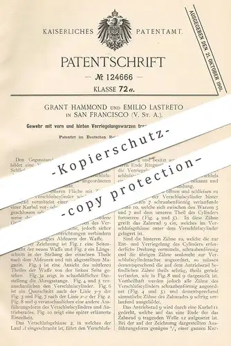 original Patent - Grant Hammond , Emilio Lastreto , San Francisco , USA , 1900 , Gewehr | Revolver , Jagd , Pistol !!