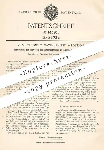 original Patent - Vickers Sons & Maxim Ltd. , London , England , Patronenträger an Waffe | Gewehr , Pistol , Revolver !!
