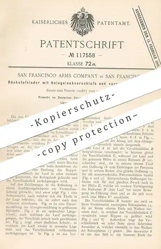 original Patent - San Francisco Arms Company , USA , 1898 , Rückstoßlader | Gewehr , Pistol , Revolver , Waffe , Jagd !!