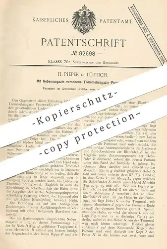 original Patent - Henri Pieper , Lüttich , Belgien 1894 , Trommelmagazin - Feuerwaffe | Waffe , Pistol Gewehr , Revolver
