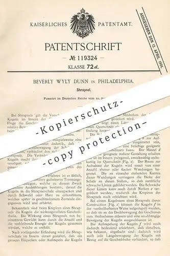 original Patent - Beverly Wyly Dunn , Philadelphia  USA , 1899 , Schrapnell | Revolver , Gewehr , Pistole , Waffe , Jagd