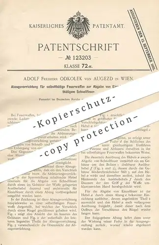 original Patent - Adolf Freiherr Odkolek von Augezd , Wien , 1899 , Abzug für Feuerwaffe | Gewehr , Pistole , Waffe !!