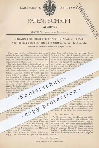 original Patent - Johann Friedrich Ferdinand Grabau , Leipzig , 1886 , Verstellen der Stiftwalze bei Drehorgeln | Orgel