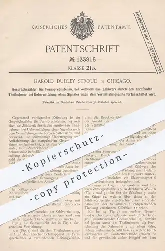 original Patent - Harold Dudley Stroud , Chicago , 1900 , Gesprächszähler für Fernsprecher | Telefon , Zählwerk !!!