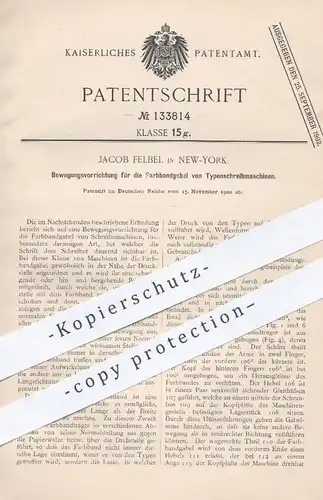 original Patent - Jacob Felbel , New York , 1900 , Farbbandgabel von Typenschreibmaschinen | Schreibmaschine !!