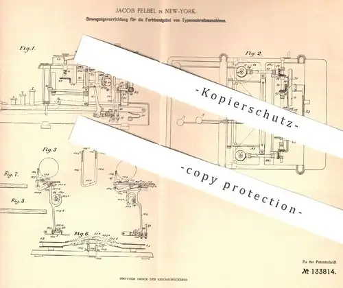 original Patent - Jacob Felbel , New York , 1900 , Farbbandgabel von Typenschreibmaschinen | Schreibmaschine !!
