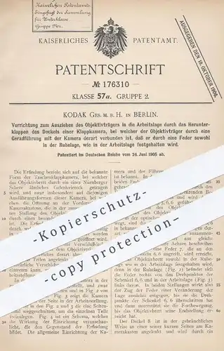 original Patent - Kodak GmbH , Berlin , 1905 , Ausziehen des Objektivträgers | Objektiv - Kamera , Fotograf , Foto !!
