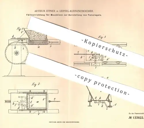 original Patent - Arthur Eitner , Leipzig / Kleinzschocher , 1900 , Füllvorrichtung zur Herst. von Falzziegeln | Ziegel