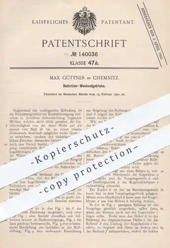 original Patent - Max Güttner , Chemnitz , 1902 , Reibräder - Wechselgetriebe | Reibräder - Getriebe , Motor , Motoren !