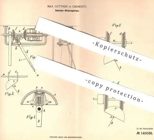 original Patent - Max Güttner , Chemnitz , 1902 , Reibräder - Wechselgetriebe | Reibräder - Getriebe , Motor , Motoren !