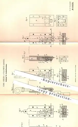 original Patent - Carl Gebler , Leipzig / Plagwitz , 1890 , Drahtkopf für Drahtheftmaschinen | Heftmaschine , Buchbinder