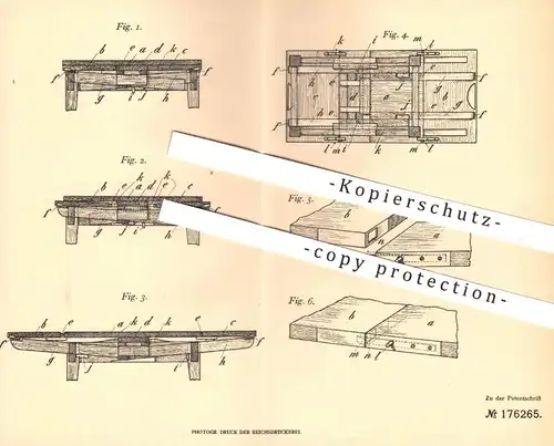 original Patent - Aug. Zimmermann , Carl Schulz , Paul Streichhan , Berlin Baumschulenweg , 1905 , Ausziehtisch , Tisch
