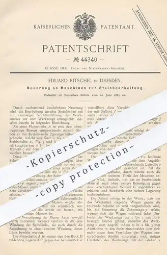 original Patent - Eduard Ritschel , Dresden , 1887 , Maschine zur Bearbeitung von Stein , Gestein , Ton | Steine !!!