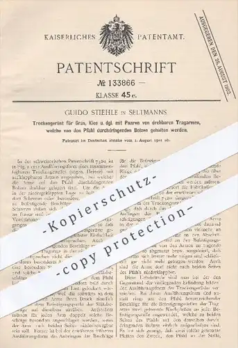 original Patent - G. Stiehle , Seltmanns , 1901 , Trockengerüst für Gras , Klee , Heu , Stroh | Heinze , Landwirtschaft