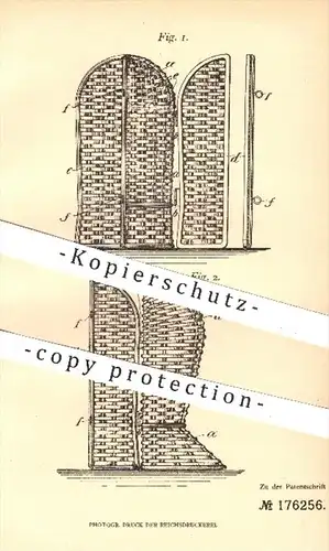 original Patent - Adolf Moritz , Lübeck  1905 , Als Reisekorb benutzbarer Strandkorb , Korb , Körbe , Korbwaren , Strand