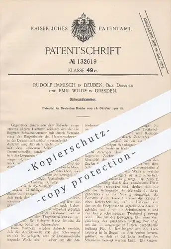 original Patent - Rudolf Immisch in Deuben , Emil Wilde in Dresden , 1901 , Schwanzhammer , Hammer , Werkzeug , Amboss !