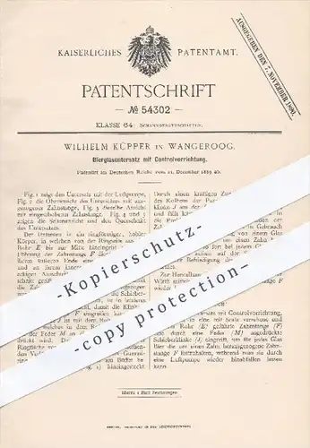 original Patent - W. Küpper , Wangeroog , 1889 , Bierglasuntersatz mit Kontrollwirkung , Bierglas , Bier , Gastronomie !