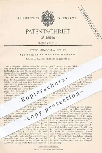 original Patent - O. Henoch , Berlin , 1888 , Befestigung am Halifax - Schlittschuh , Schlittschuhe , Schuhe , Sport !!