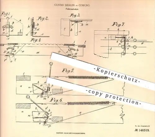 original Patent - Gustav Dehler in Coburg , 1901 , Federmatratze , Federkern , Matratze , Bett , Betten , Haushalt !!!