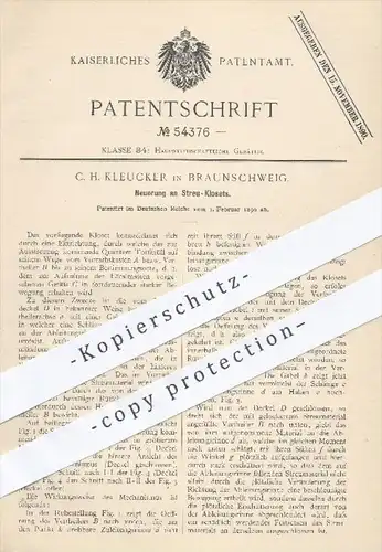 original Patent - C. H. Kleucker in Braunschweig , 1890 , Streu - Kloset , Klosets , WC , Toilette , Klempner , Haushalt