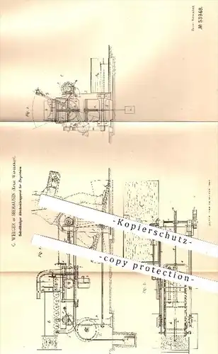 original Patent - G. Welger in Seehausen , Wanzleben , 1890 , Abschneideapparat für Ziegelsteine , Ziegel , Steine , Ton