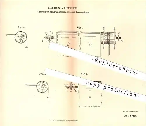 original Patent - Leo Lihn in Remscheid , 1894 , Sicherung für Rollvorhangstangen , Rollo , Rollos , Fenster , Gardinen