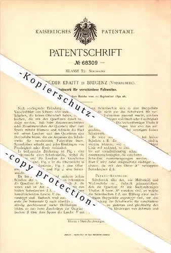 Original Patent - Gebrüder Krafft in Bregenz , Vorarlberg , 1892 , Schuhe mit mehreren Fußweiten , Schuhmacher !!!