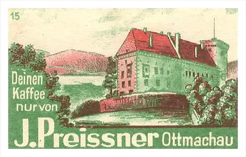 altes Etikett von Streichholzschachtel ,um 1940 , J. Preissner , Ottmachau !!! 56x35mm , Streichhölzer , matchbox label