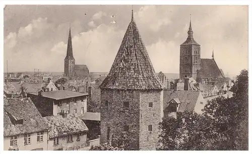 AK - Rostock , 1914 , Stadtmauerturm , Petri- und Nicolaikirche !!!