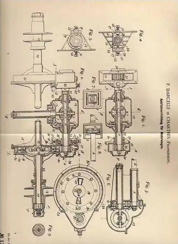 Original Patentschrift - F. Darcelle à Chartres , 1901 , Voiture Drive, automobile !!!